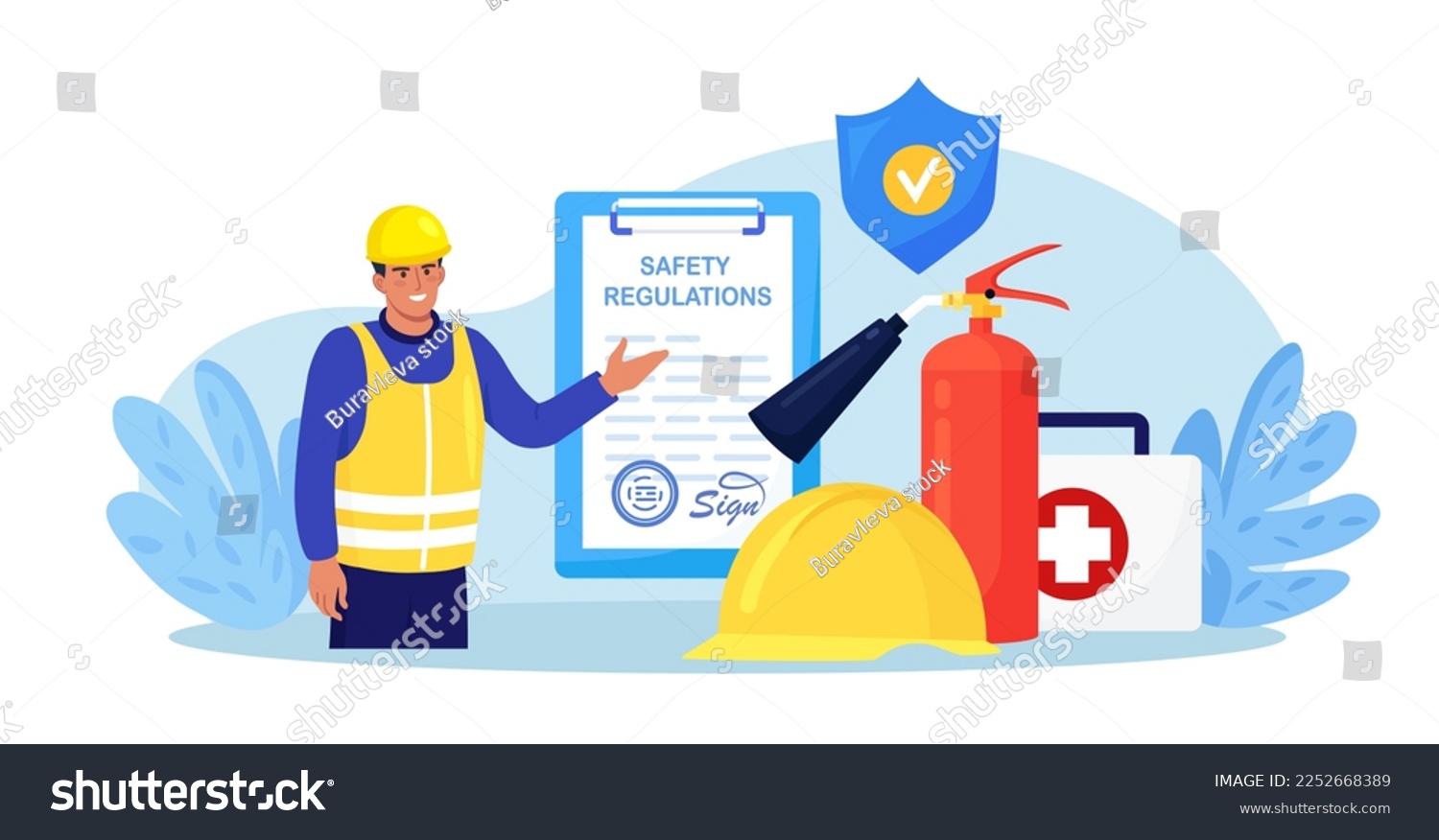 safety inspector with clipboard